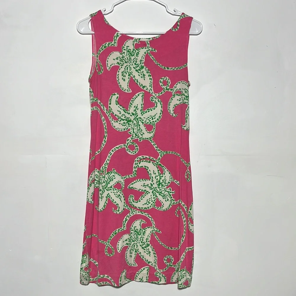 Lilly Pulitzer Pink Green Starfish Print Silk/ Cotton Dress Size M - Picture 1 of 5